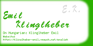 emil klinglheber business card